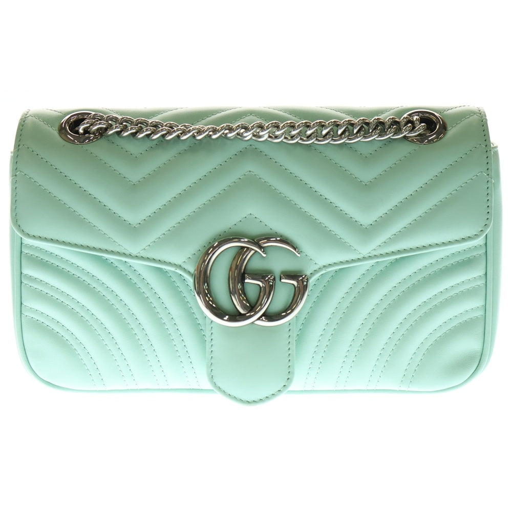 GUCCI(グッチ) GGマーモント キルティングステッチレザーチェーンショルダーバッグ ミントグリーン 443497