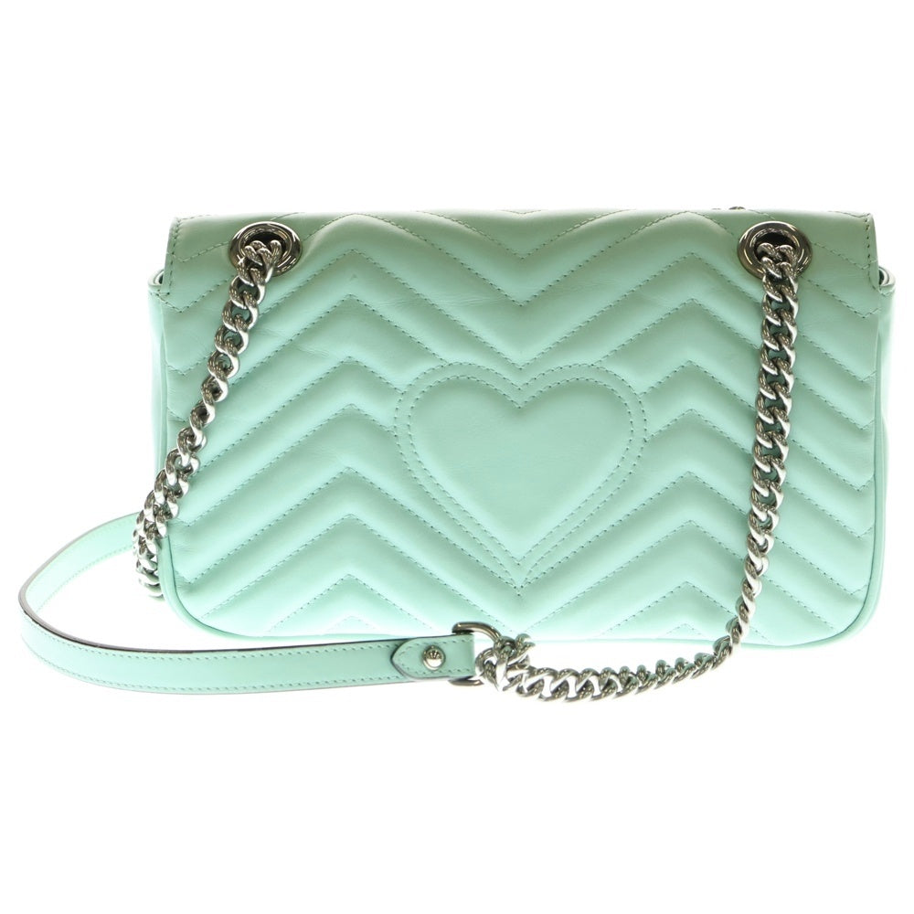 GUCCI(グッチ) GGマーモント キルティングステッチレザーチェーンショルダーバッグ ミントグリーン 443497