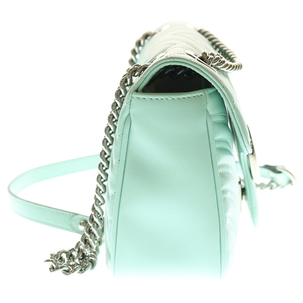 GUCCI(グッチ) GGマーモント キルティングステッチレザーチェーンショルダーバッグ ミントグリーン 443497