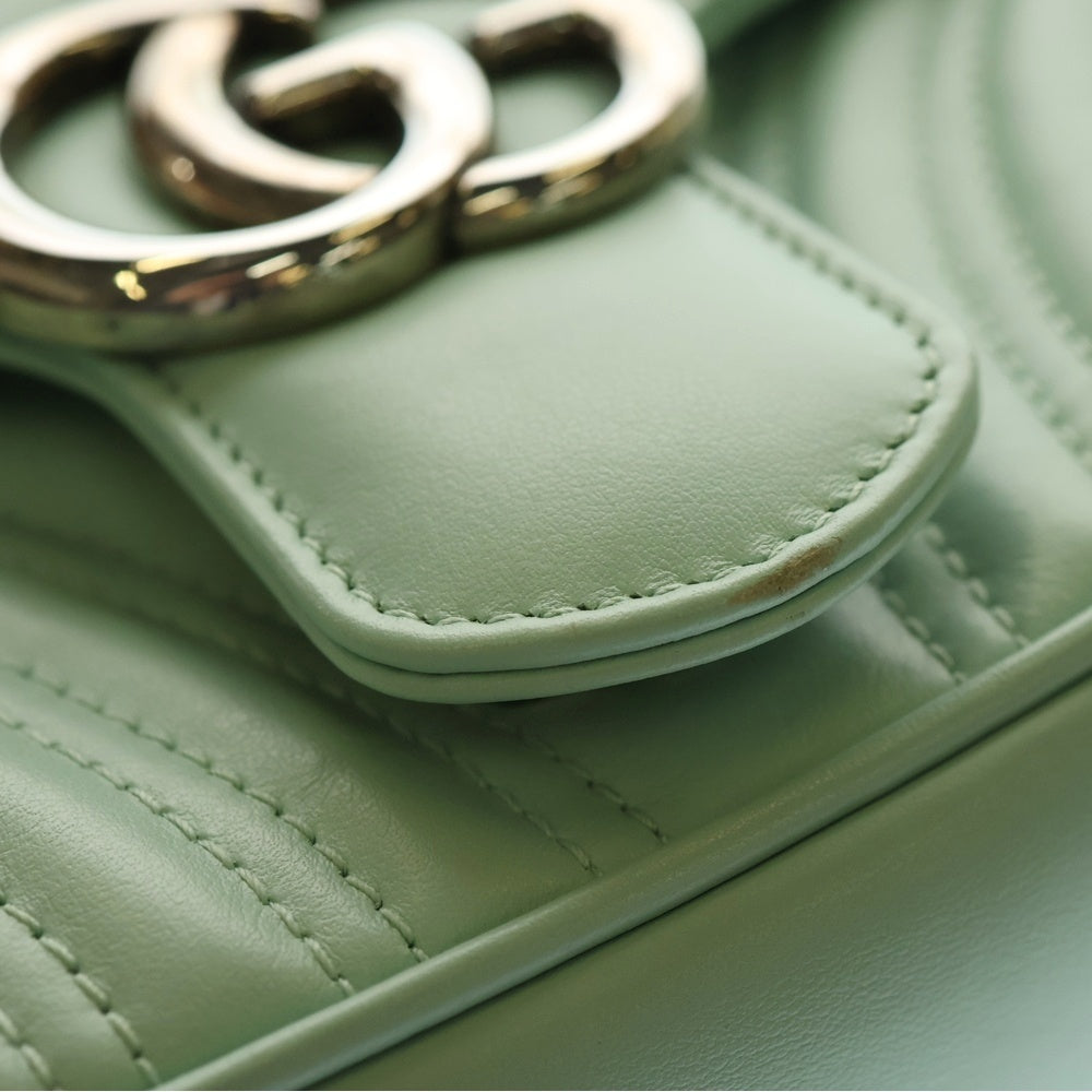 GUCCI(グッチ) GGマーモント キルティングステッチレザーチェーンショルダーバッグ ミントグリーン 443497