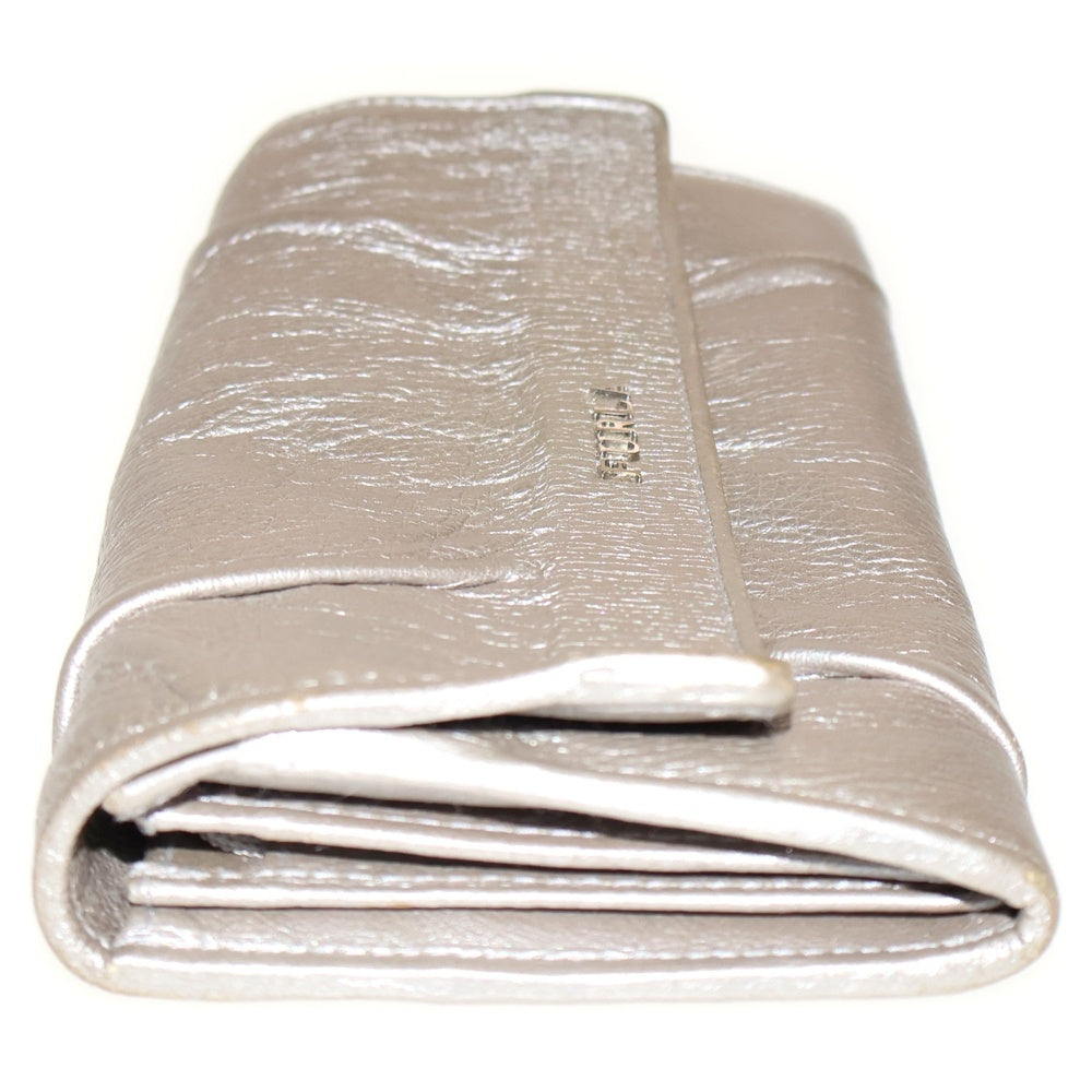 FURLA(フルラ) 二つ折り長財布 ロングウォレット カードケース シルバー レザー