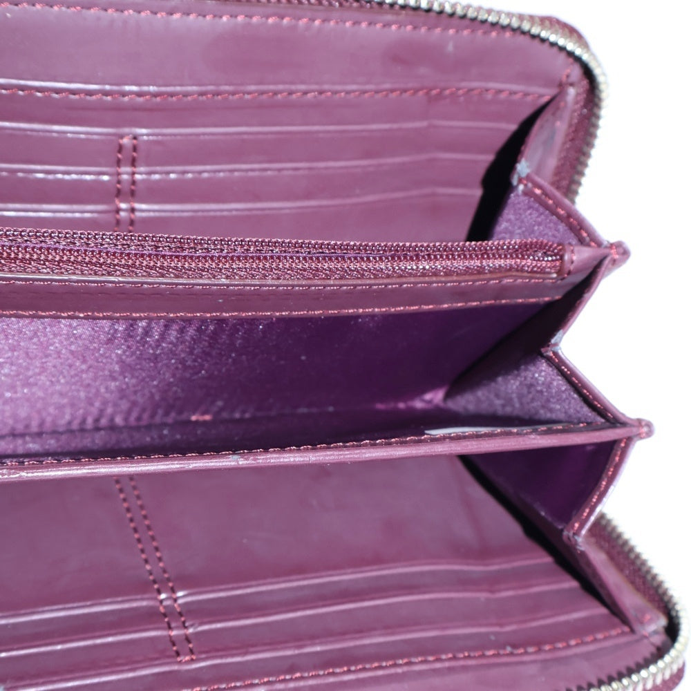 COACH(コーチ) シグネチャー ラウンドファスナー 長財布 ロングウォレット カードケース ワインレッド×ベージュ シルバー金具 キャンバス×レザー レディース