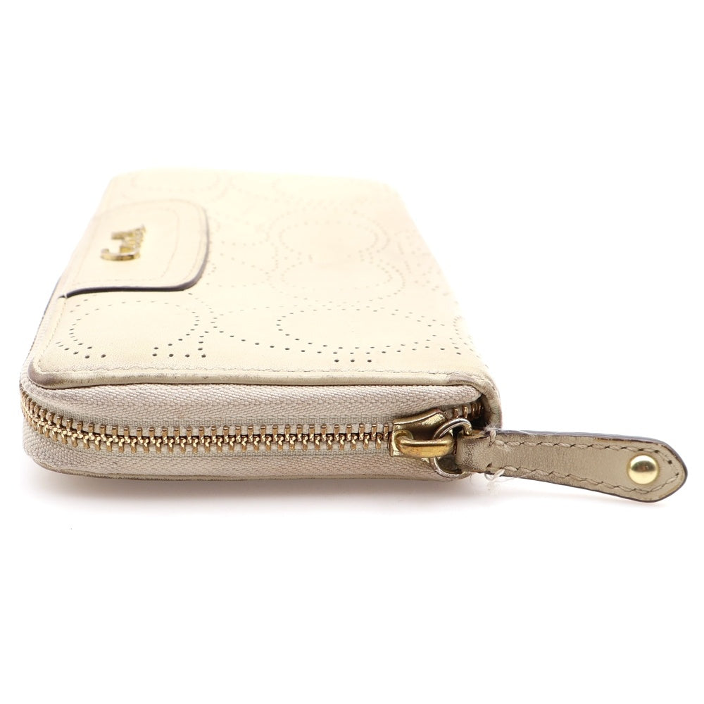 COACH(コーチ) シグネチャー パンチング ラウンドファスナー 長財布 ロングウォレット カードケース アイボリー レザー
