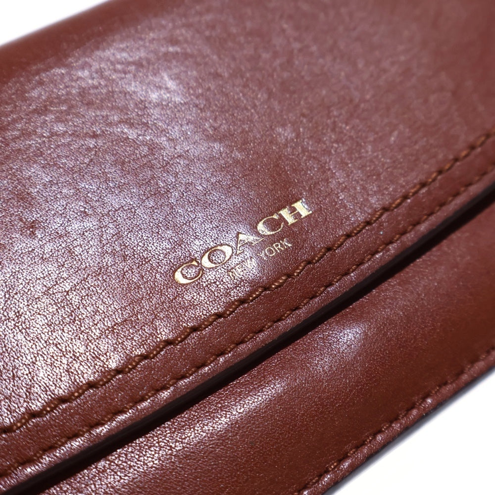 COACH(コーチ) 二つ折り長財布 ロングウォレット カードケース ブラウン レザー レディース