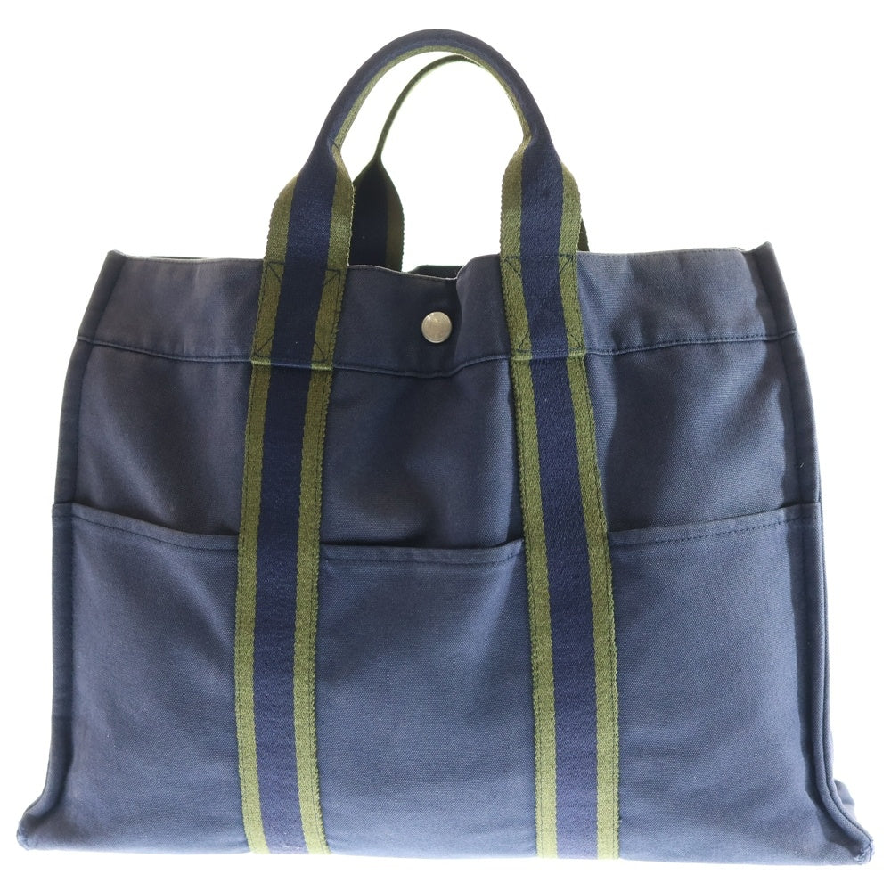 HERMES(エルメス) フールトゥMM ハンドバッグ トートバッグ ネイビー×カーキ キャンバス