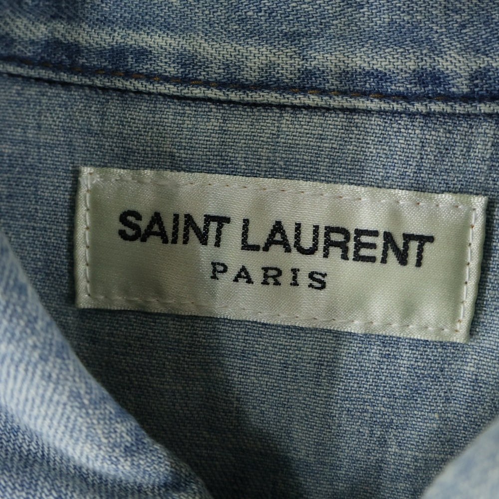 SAINT LAURENT PARIS(サンローランパリ) 18AW ウォッシュ加工 ウエスタン スナップボタン デニムシャツ インディゴ レディース 527493