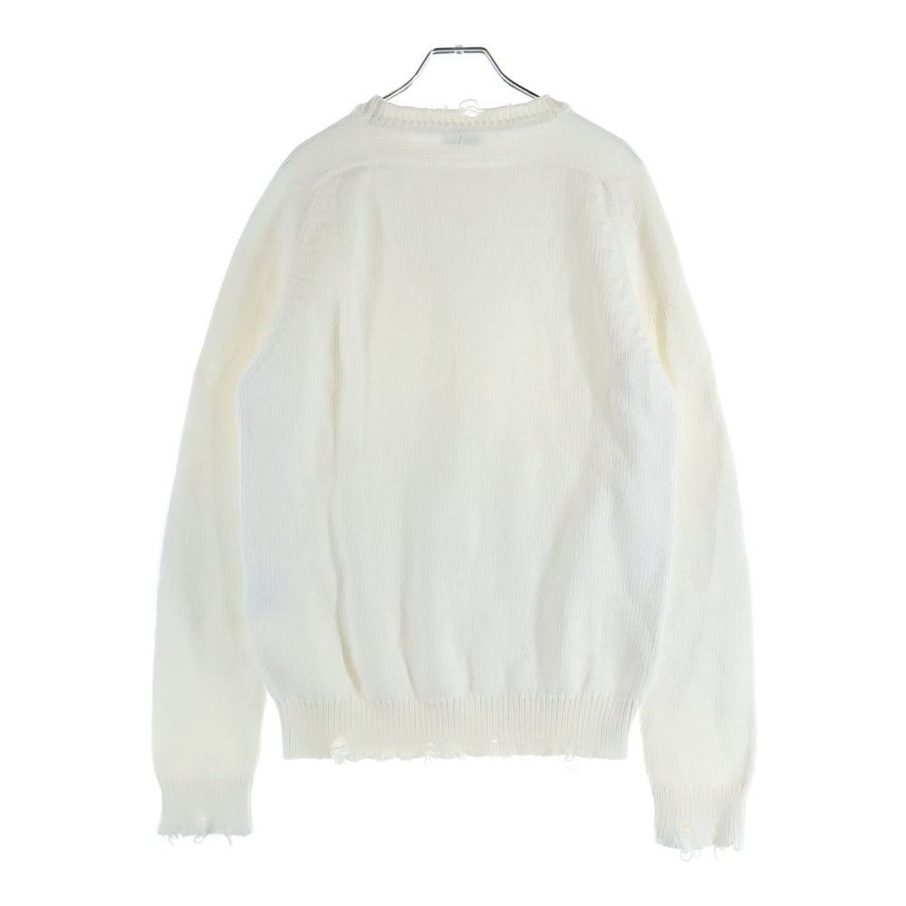 SAINT LAURENT PARIS(サンローランパリ) デストロイ加工クラッシュニット クルーネック長袖セーター ホワイト 604798 YALO2 レディース