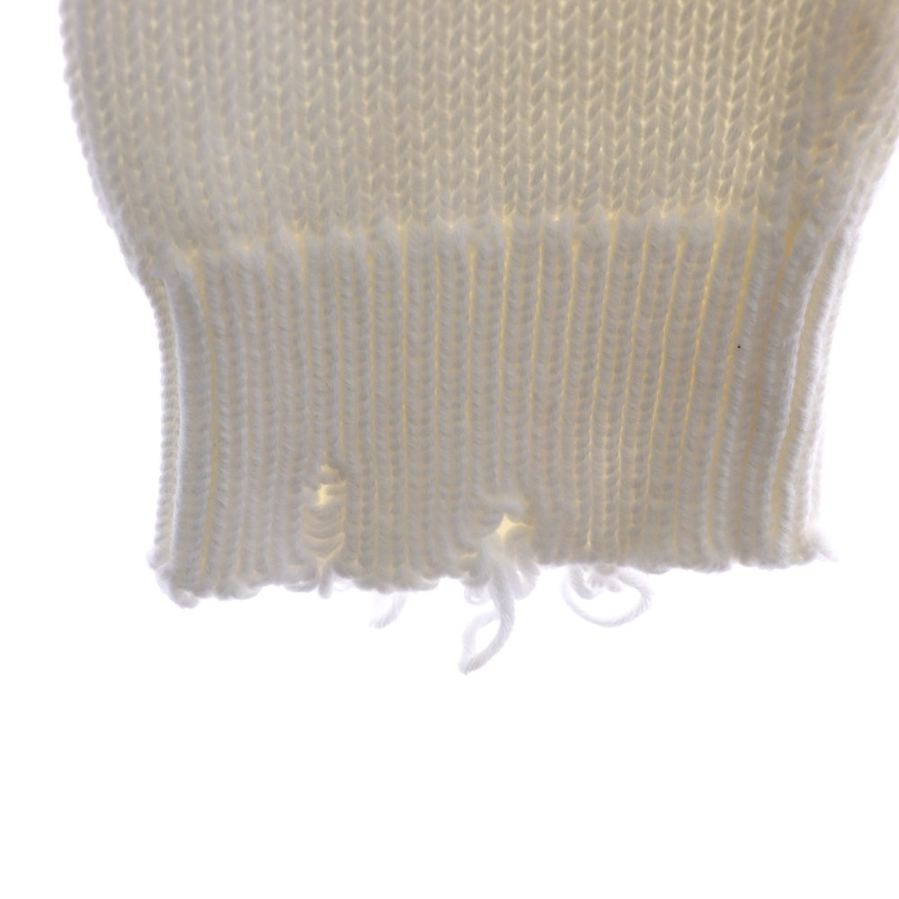 SAINT LAURENT PARIS(サンローランパリ) デストロイ加工クラッシュニット クルーネック長袖セーター ホワイト 604798 YALO2