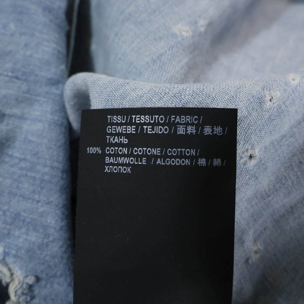 SAINT LAURENT PARIS(サンローランパリ) 19AW ダメージ加工 ウエスタン スナップボタン デニムシャツ インディゴ レディース 601702