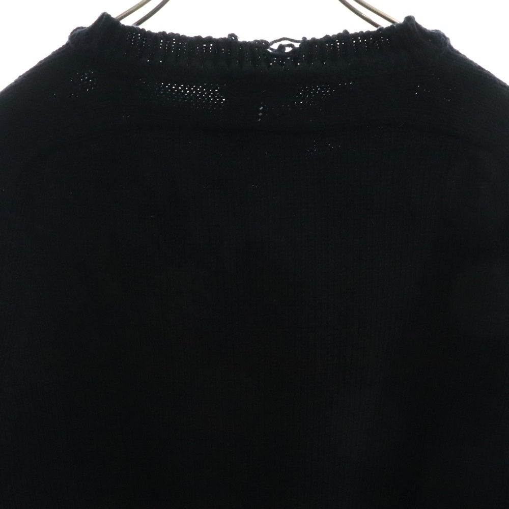 SAINT LAURENT PARIS(サンローランパリ) デストロイ加工クラッシュニット クルーネック長袖セーター ブラック 604798 YALO2