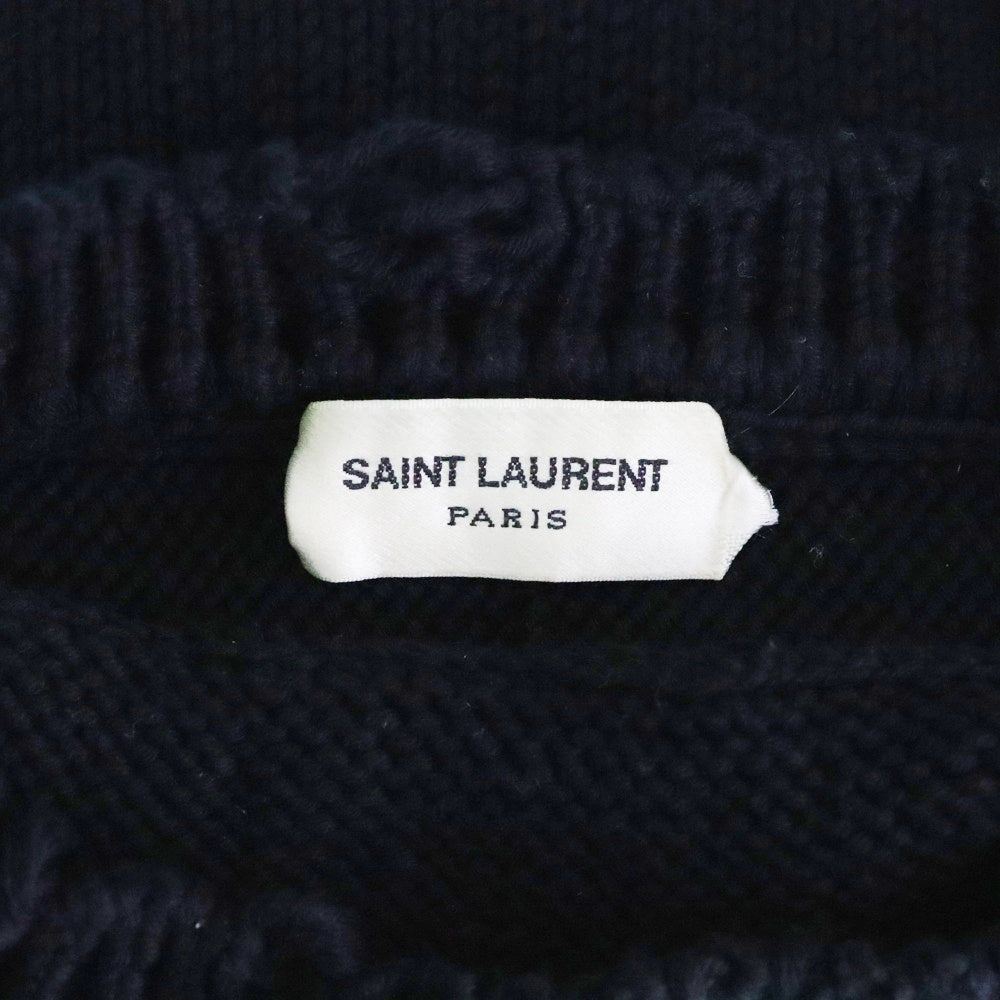 SAINT LAURENT PARIS(サンローランパリ) デストロイ加工クラッシュニット クルーネック長袖セーター ブラック 604798 YALO2