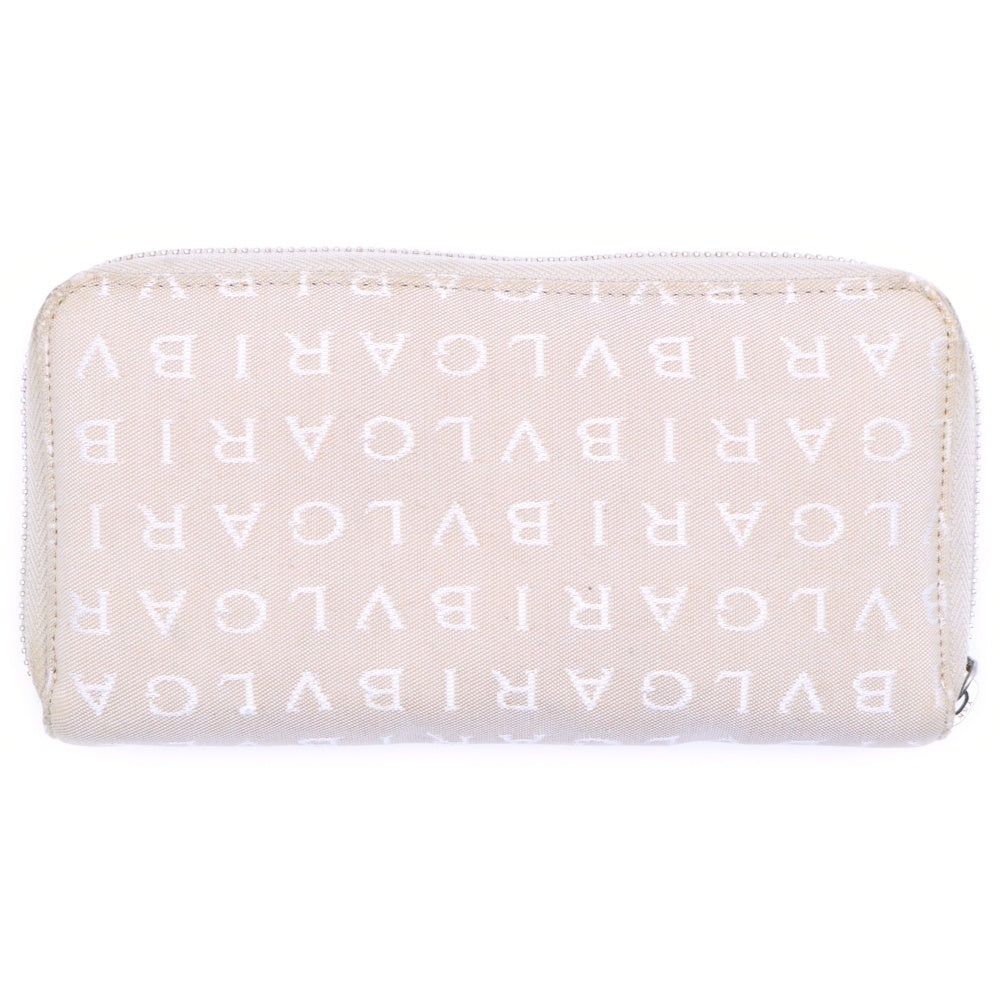 BVLGARI(ブルガリ) ロゴマニア ラウンドファスナー長財布 ロングウォレット ベージュ キャンバス