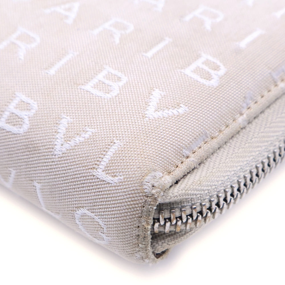 BVLGARI(ブルガリ) ロゴマニア ラウンドファスナー長財布 ロングウォレット ベージュ キャンバス