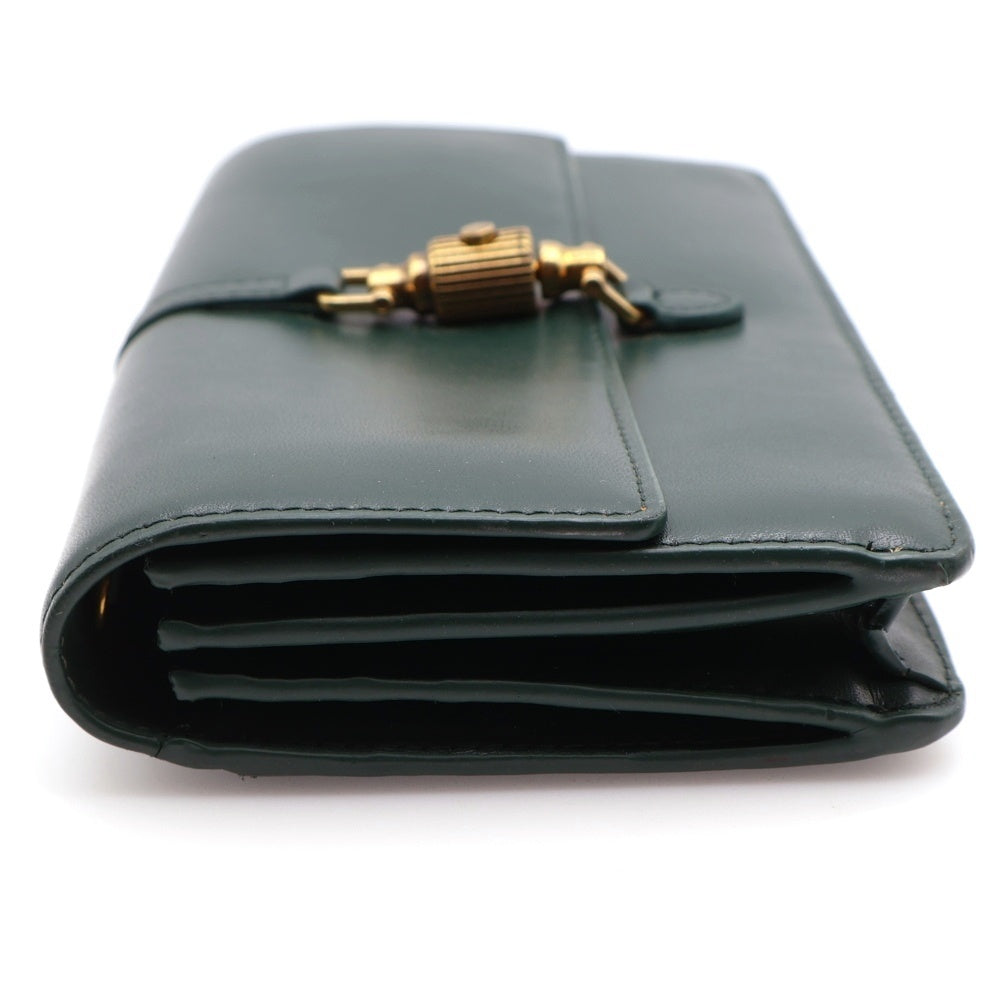 CHARLES&KEITH(チャールズ＆キース) ロングウォレット 長財布 カードケース グリーン レザー ゴールド金具