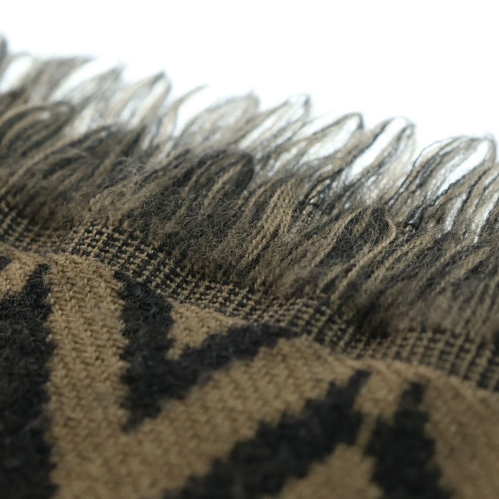 FENDI(フェンディ) FFロゴ 総柄ジャガード フリンジ マフラー ブラウン