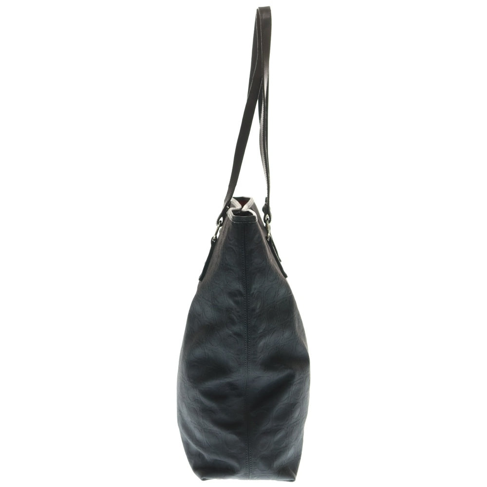 Salvatore Ferragamo(サルヴァトーレ フェラガモ) ガンチーニ ミニトートバッグ ハンドバッグ ブラック レザー キャンバス シルバー金具 AU-21/4909