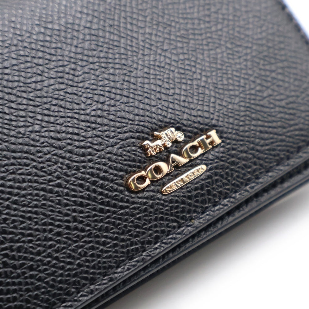 COACH(コーチ) カードケース 名刺入れ 財布 ブラック レザー ゴールド金具