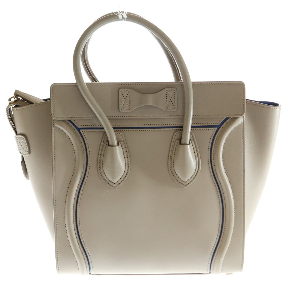 CELINE(セリーヌ) ラゲージ マイクロショッパー バイカラー ハンドバッグ ベージュ×ブルー レザー