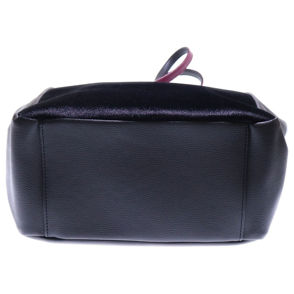 MENARD(メナード) トートバッグ ハンドバッグ レザー ブラック×パープル ゴールド金具