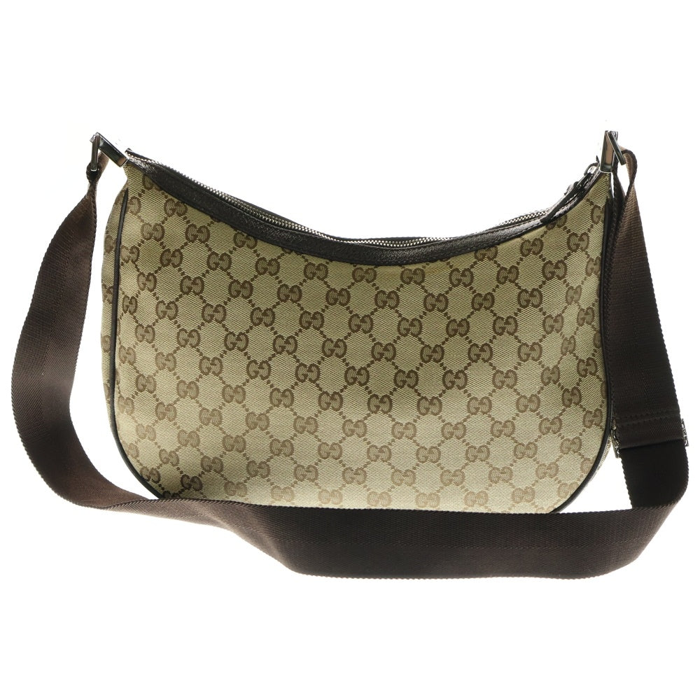 GUCCI(グッチ) GGキャンバス ショルダーバッグ ハンドバッグ ブラウン×ベージュ シルバー金具 レザー×キャンバス 122790