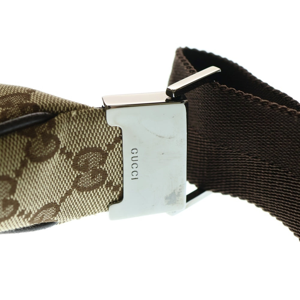 GUCCI(グッチ) GGキャンバス ショルダーバッグ ハンドバッグ ブラウン×ベージュ シルバー金具 レザー×キャンバス 122790