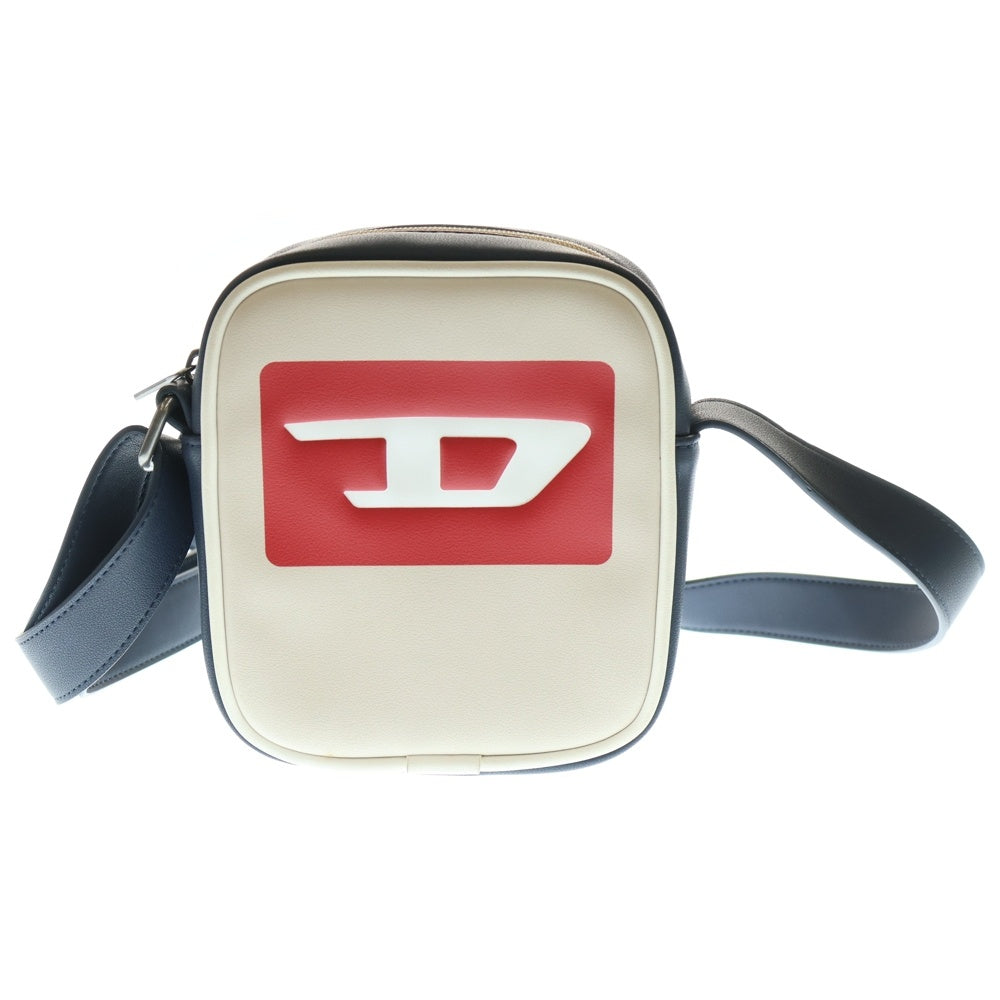 DIESEL(ディーゼル) Dロゴ ショルダーバッグ ミニバッグ ネイビー×レッド×アイボリー レザー