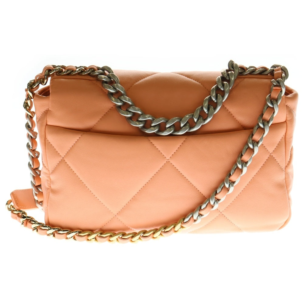 CHANEL(シャネル) シャネル19 ココマーク シャイニーラムスキン レザーチェーンショルダーバッグ ピンク レディース