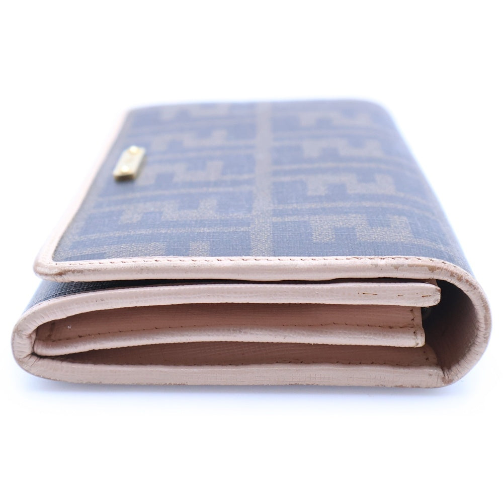 FENDI(フェンディ) ズッカ 二つ折り財布 ロングウォレット ブラウン PVCレザー