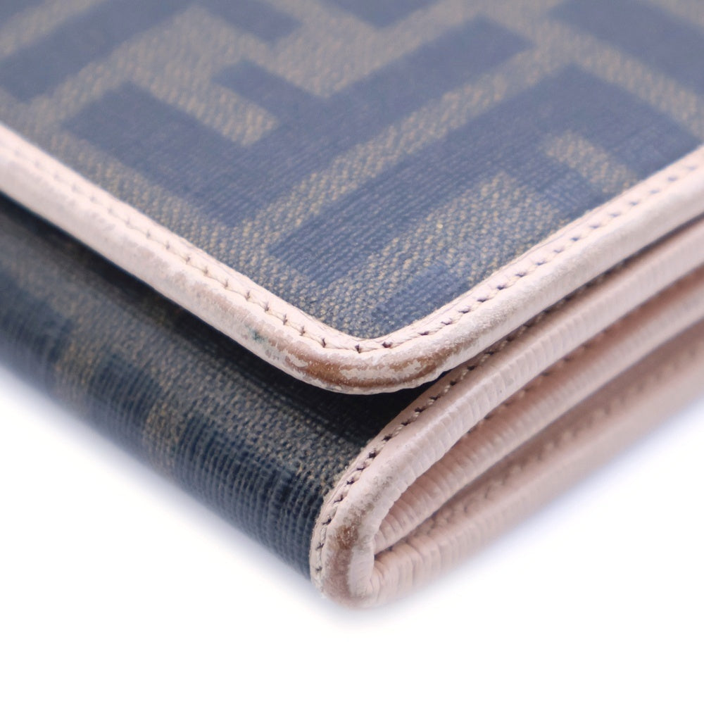 FENDI(フェンディ) ズッカ 二つ折り財布 ロングウォレット ブラウン PVCレザー