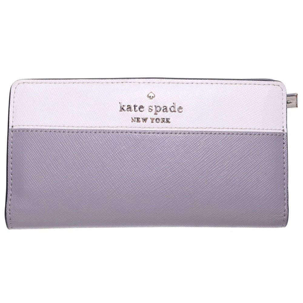 Kate Spade(ケイトスペード) ロゴ カードケース ロングウォレット 長財布 ホワイト×グレー レザー