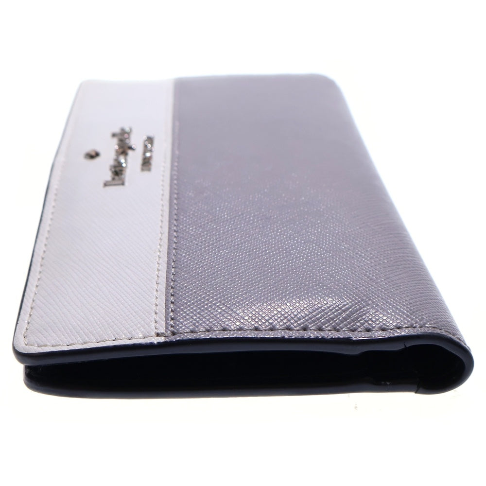 Kate Spade(ケイトスペード) ロゴ カードケース ロングウォレット 長財布 ホワイト×グレー レザー