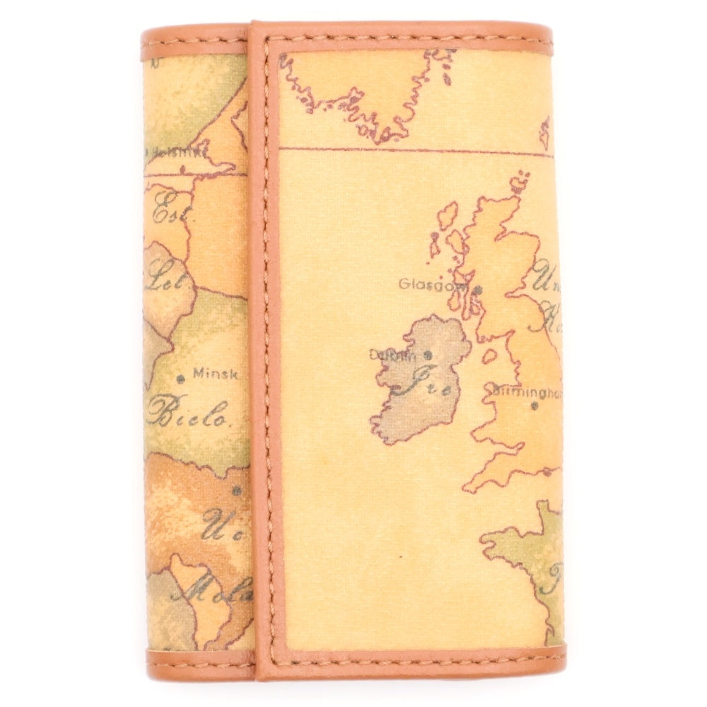 PRIMA CLASSE(プリマクラッセ) 地図 キーケース キーリング バッグチャーム ブラウン ゴールド金具 レザー×PVC