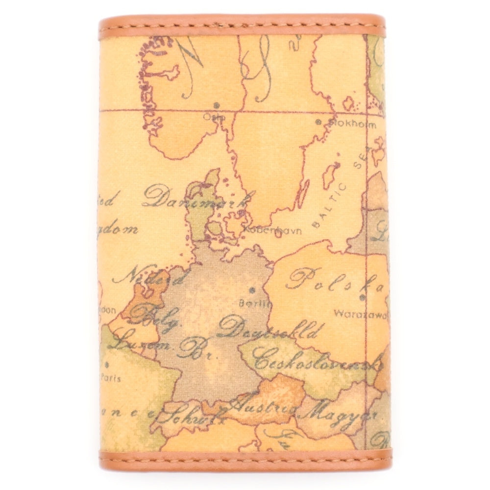 PRIMA CLASSE(プリマクラッセ) 地図 キーケース キーリング バッグチャーム ブラウン ゴールド金具 レザー×PVC