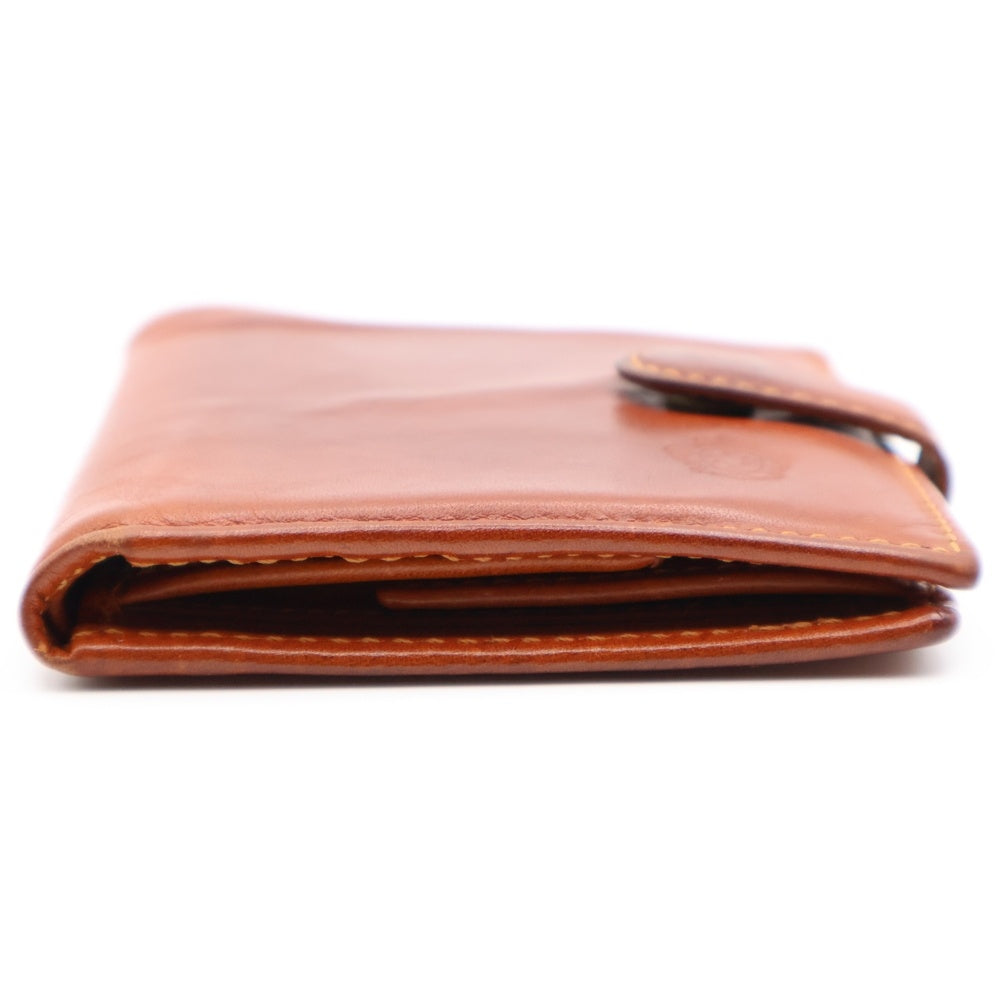 NO BRAND(ノーブランド) 二つ折り財布 コンパクトウォレット カードケース ブラウン レザー