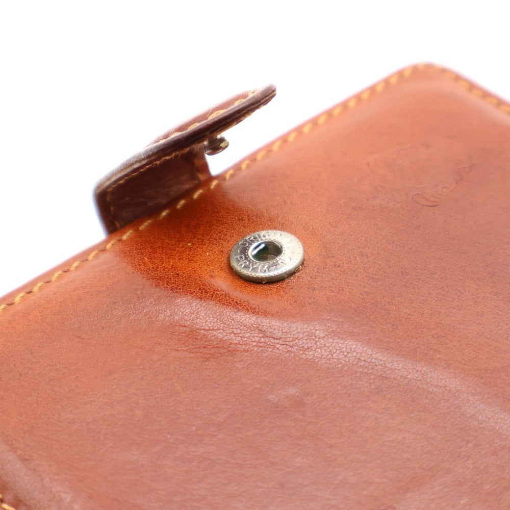 NO BRAND(ノーブランド) 二つ折り財布 コンパクトウォレット カードケース ブラウン レザー