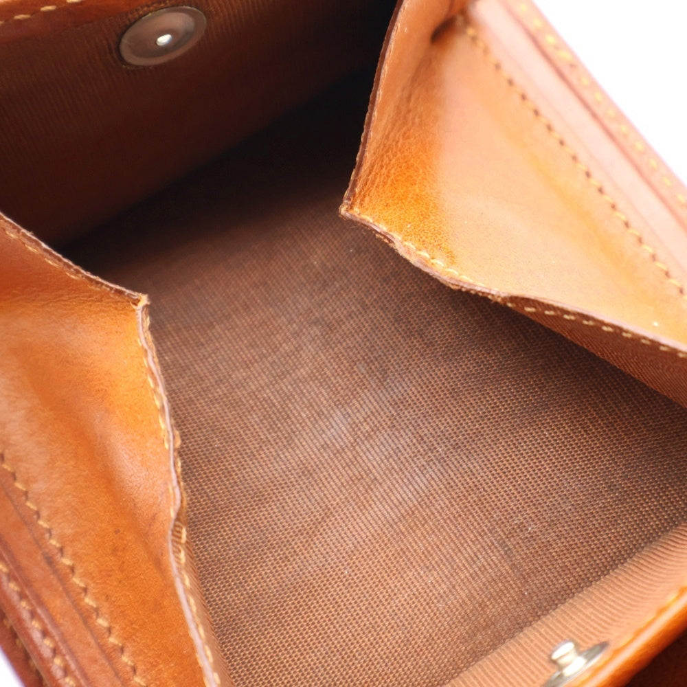 NO BRAND(ノーブランド) 二つ折り財布 コンパクトウォレット カードケース ブラウン レザー