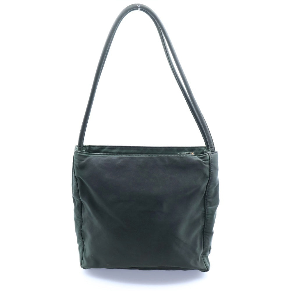 PRADA(プラダ) ハンドバッグ ミニトートバッグ グリーン カーキ ロゴ三角プレート テスート