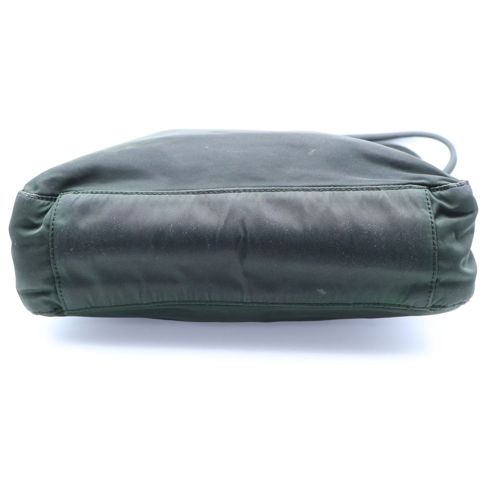 PRADA(プラダ) ハンドバッグ ミニトートバッグ グリーン カーキ ロゴ三角プレート テスート