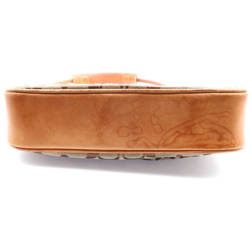 COACH(コーチ) ハンドバッグ ワンショルダーバッグ ミニバッグ ベージュ ブラウン レザー×キャンバス シルバー金具