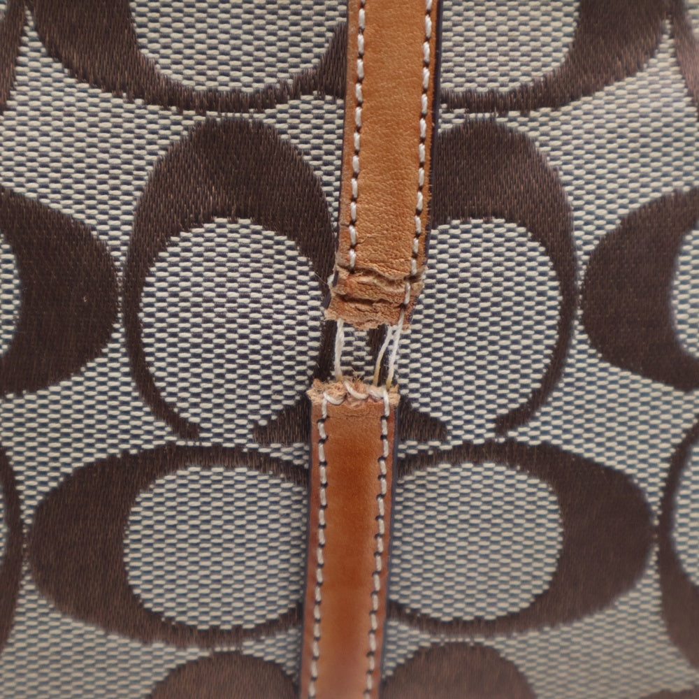 COACH(コーチ) ハンドバッグ ワンショルダーバッグ ミニバッグ ベージュ ブラウン レザー×キャンバス シルバー金具