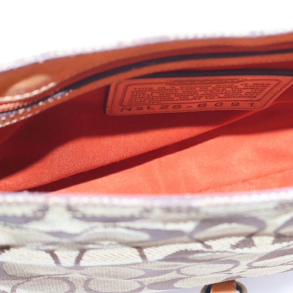 COACH(コーチ) ハンドバッグ ワンショルダーバッグ ミニバッグ ベージュ ブラウン レザー×キャンバス シルバー金具