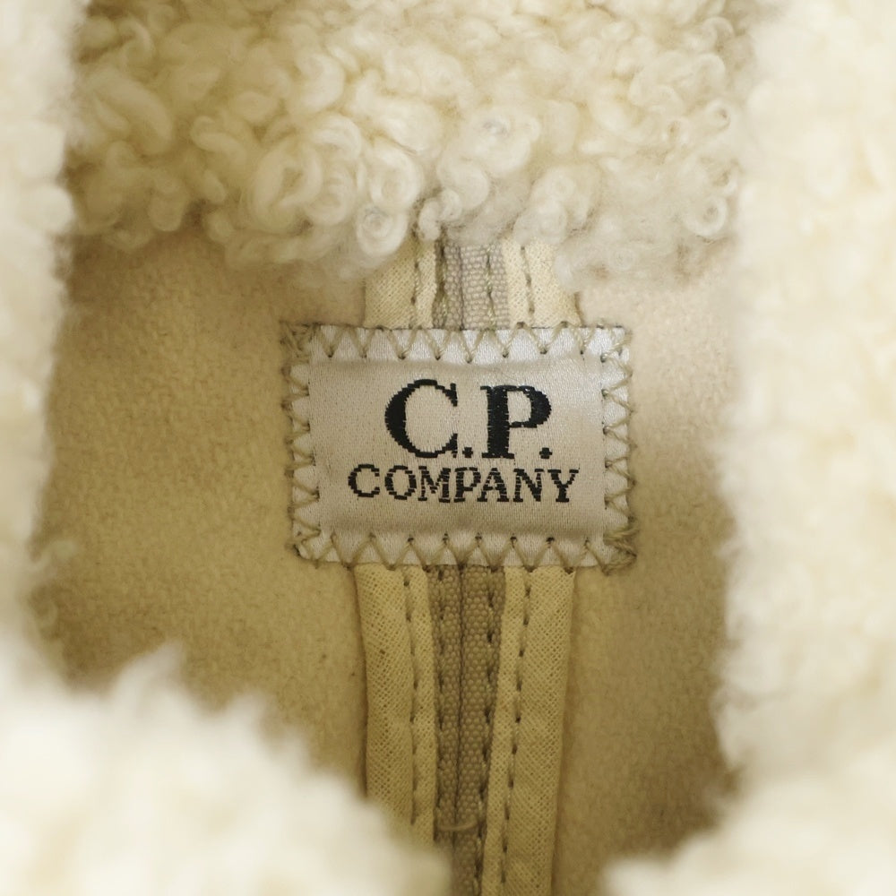 C.P. Company(シーピーカンパニー) 06AW Goggle Shearling Leather Jacket ゴーグル シアリング ムートン スエードレザー ボアライニング フーデッド ジップアップ ジャケット ベージュ 45184Q59