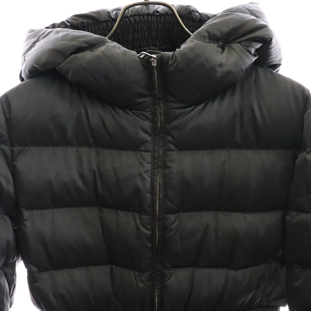 PRADA(プラダ) 15AW トライアングルロゴプレート フーデッド ジップアップ ダウン ロング ジャケット コート グレー レディース 29B364