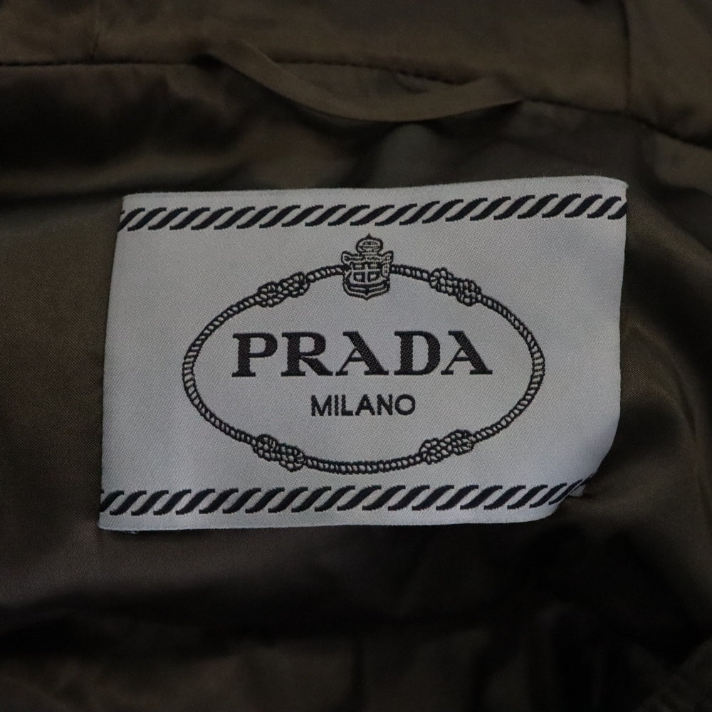 PRADA(プラダ) 15AW トライアングルロゴプレート フーデッド ジップアップ ダウン ロング ジャケット コート グレー レディース 29B364