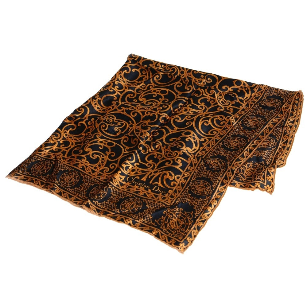 Christian Dior(クリスチャンディオール) スカーフ ハンカチ ブラック×ブラウン