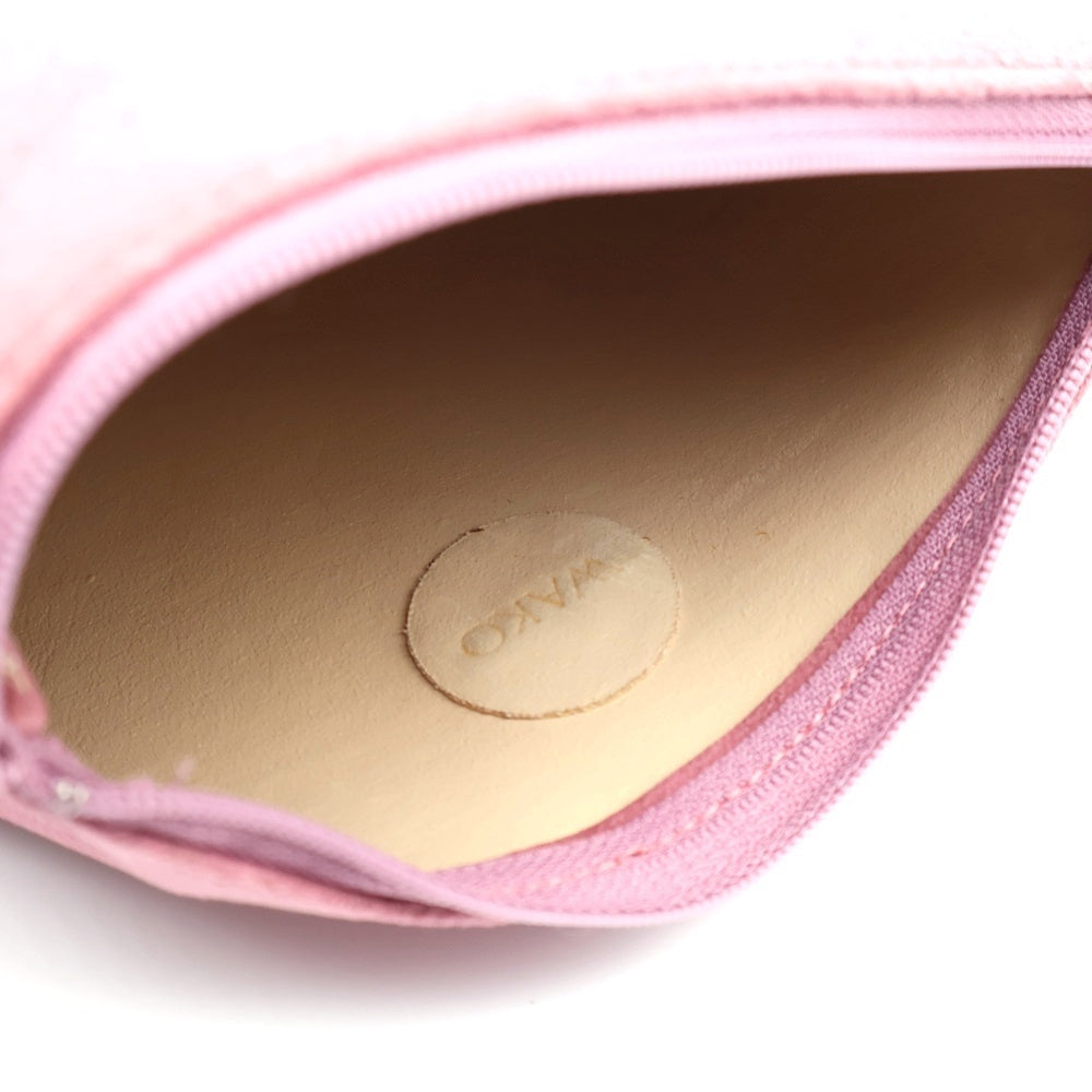 WAKO(ワコー) チェーンポーチ リボン ピンク スエード ゴールド金具