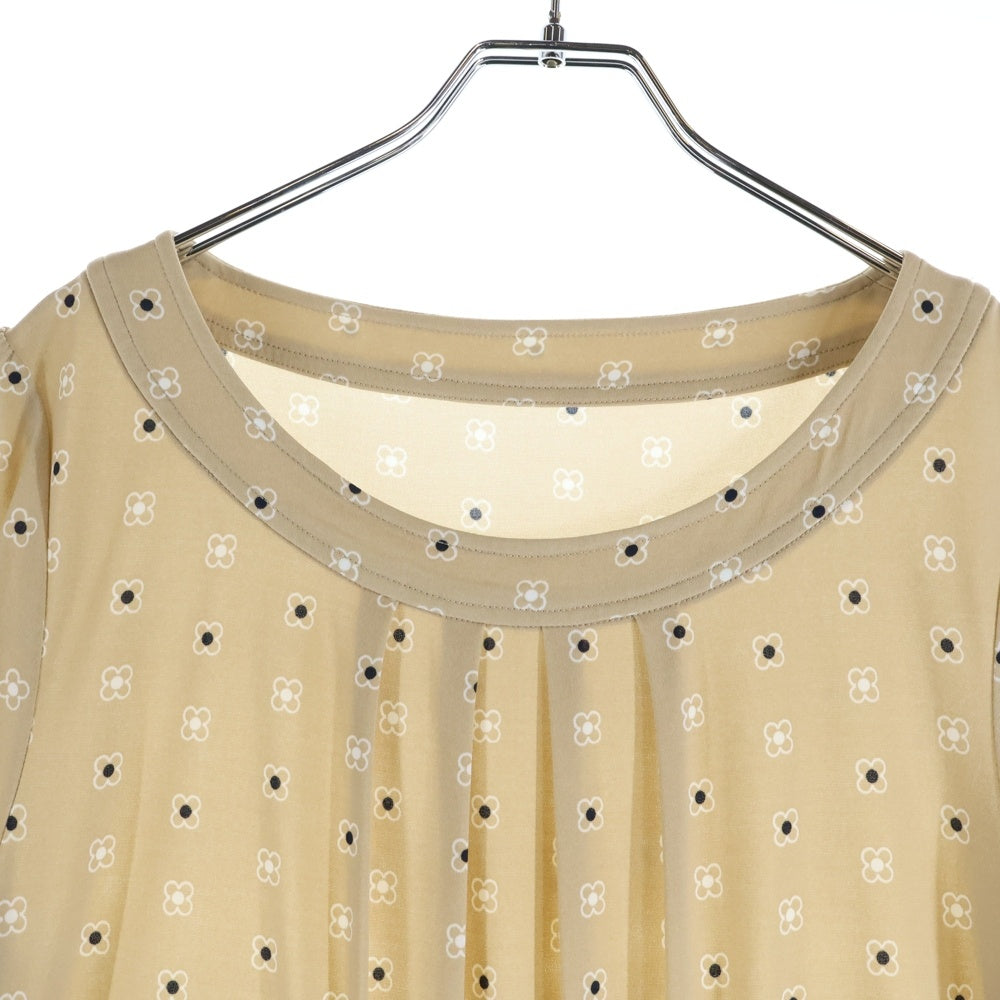 COURREGES(クレージュ) 花柄 半袖ワンピース ベージュ