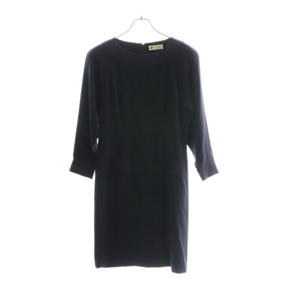 COURREGES(クレージュ) バッグジップ クルーネック半袖ワンピース ネイビー