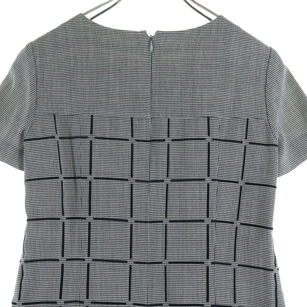 COURREGES(クレージュ) 半袖チェックワンピース ブラック×ホワイト