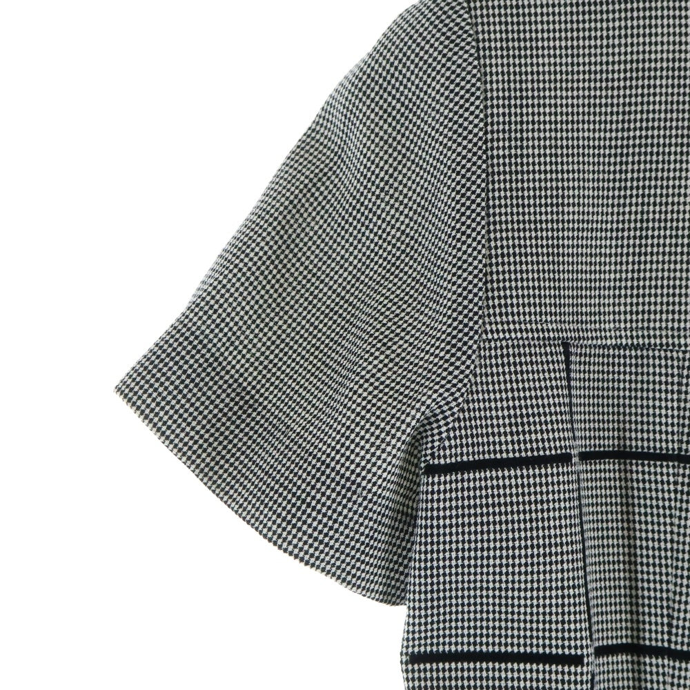 COURREGES(クレージュ) 半袖チェックワンピース ブラック×ホワイト